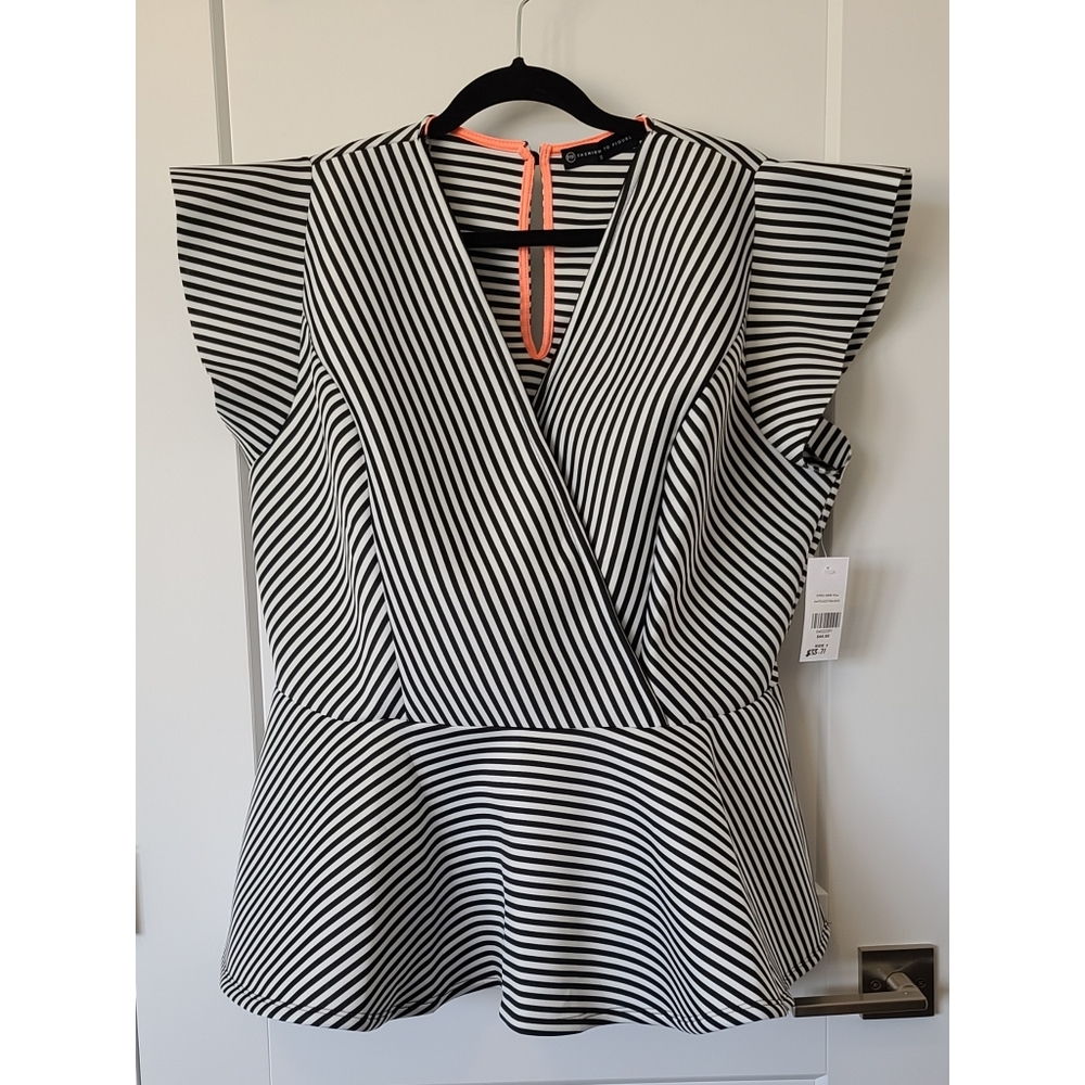 COPY - Stripped Black and White Peplum top